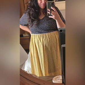 ROOLEE Navy & yellow midi dress